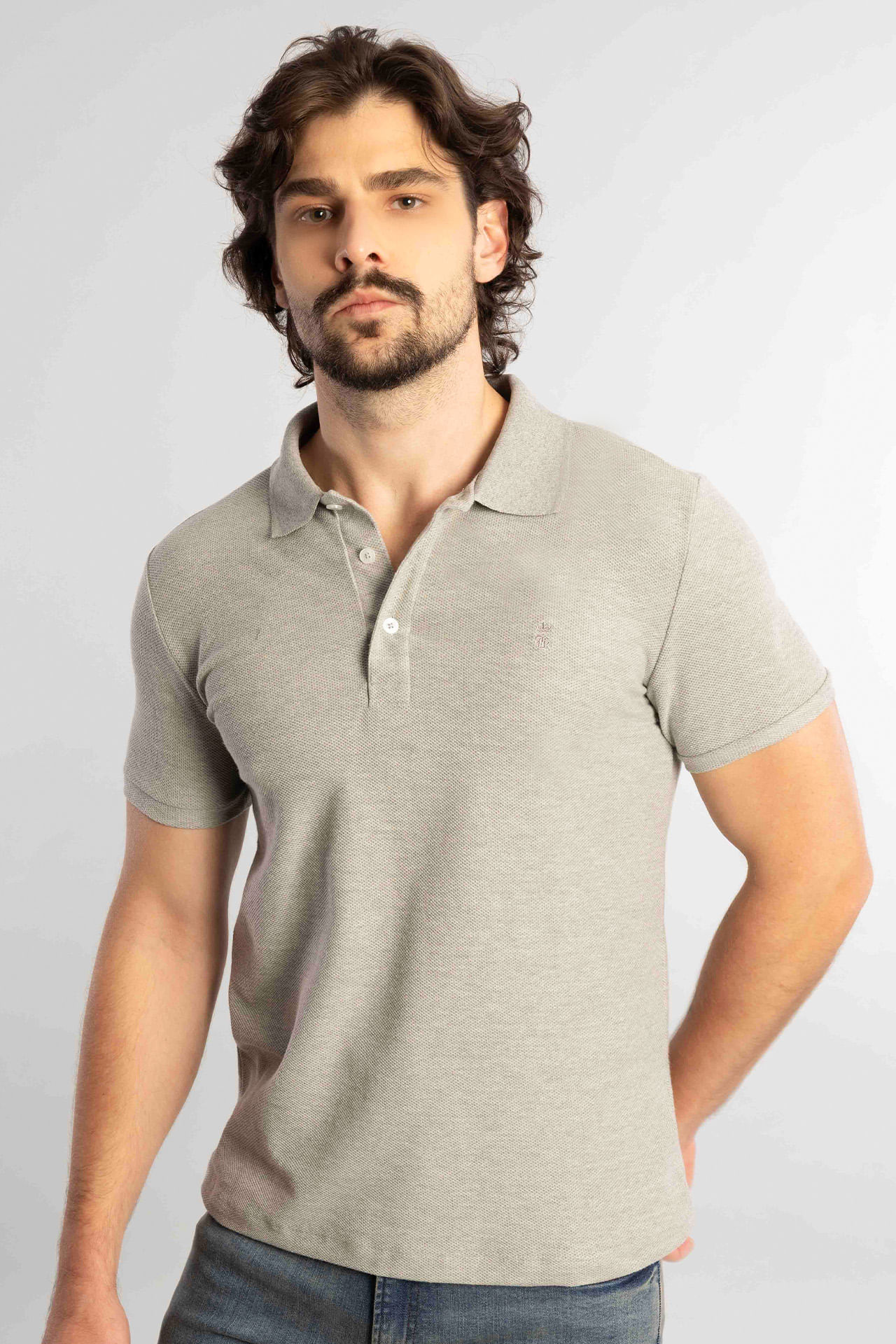 Camisa Polo Waffle - Mescla